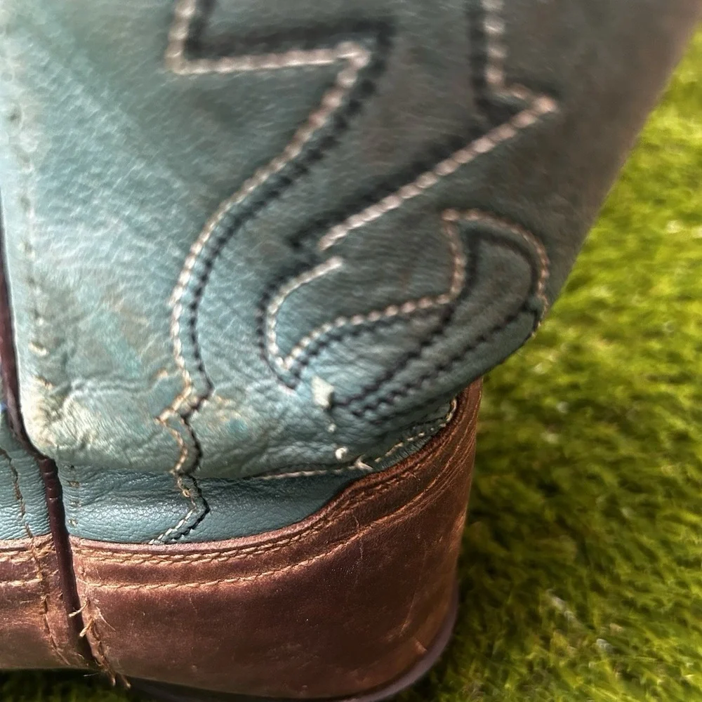 Masterson Boot Co Brown Teal Leather Western Cowboy Boots RB2010Y‎ Size 5M